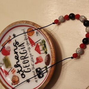 Red, Black & White Rhinestone Beaded Necklace - GameDay - Team Spirit Jewelry